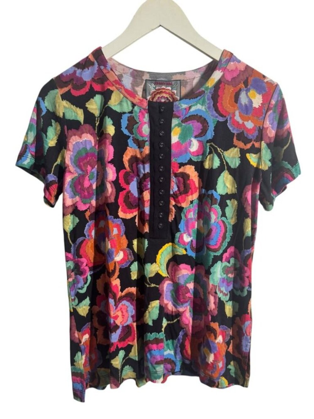 Johnny Was The Janie Favorite Short Sleeve Henley Tee